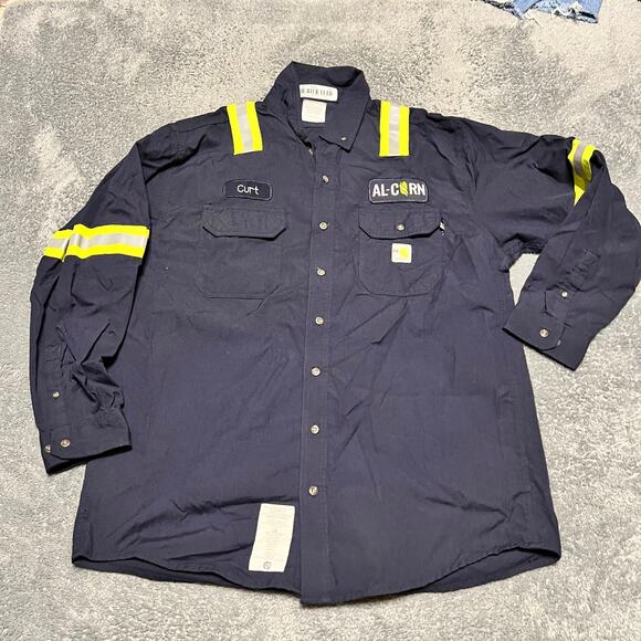 Carhartt CAT2 FR Flame Resistant Shirt Mens XL 59392 Hi Visibility Button - Picture 1 of 7